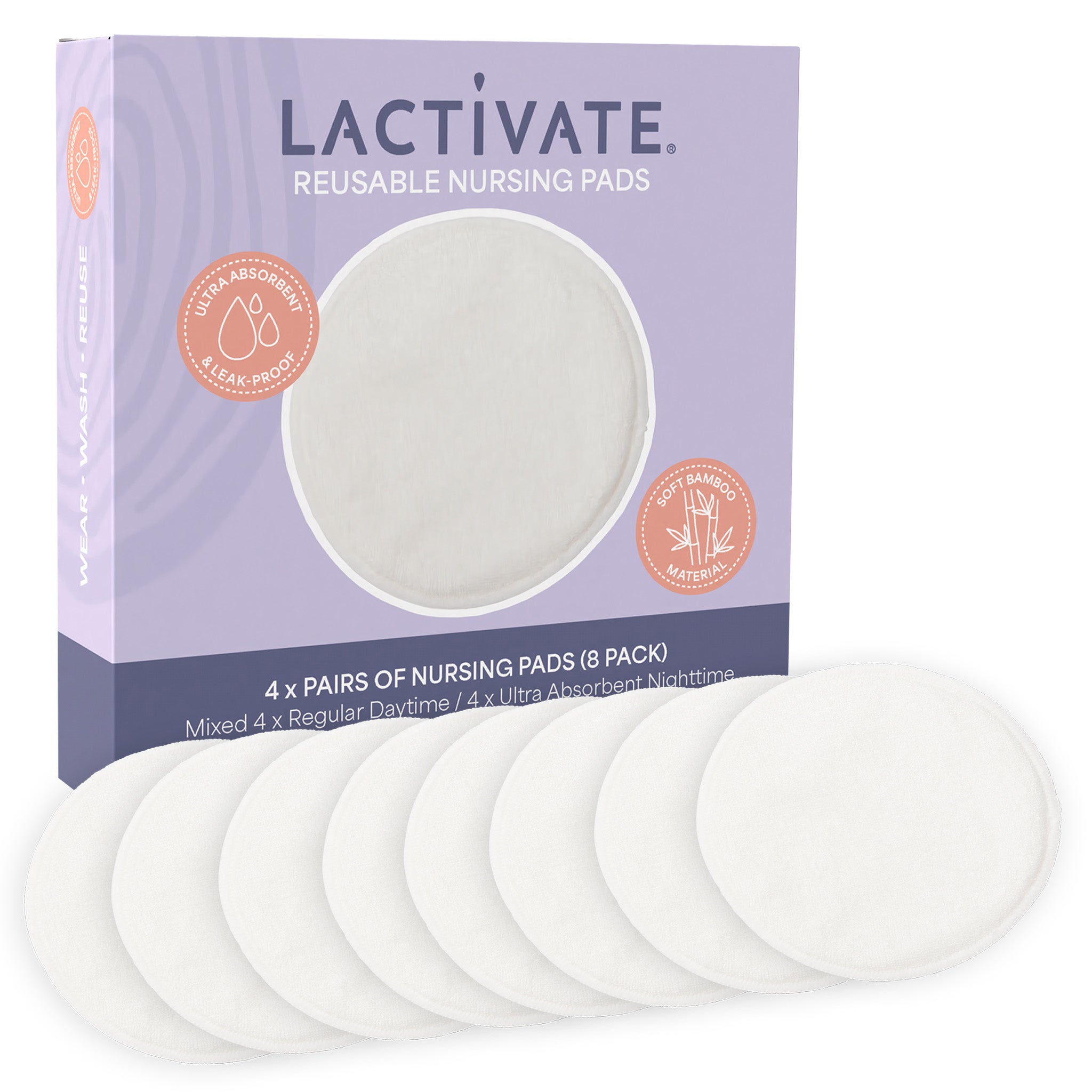 Reusable Mixed White Nursing Pads - 8pk